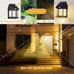 4 Pack Black Solar Wall Light with Motion Sensor and 3 Lighting Modes - 2x