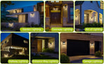 4 Pack Black Solar Wall Light with Motion Sensor and 3 Lighting Modes - 4x