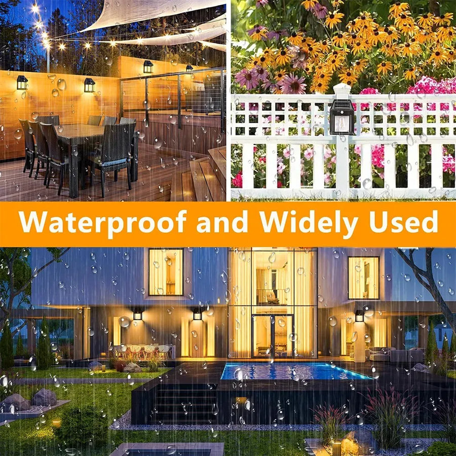 4 Pack Black Solar Wall Light with Motion Sensor and 3 Lighting Modes - 4x