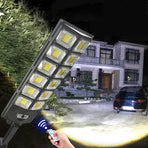 2-Pack 80000LM Black Solar Street Light with 504 LEDs and Remote Control