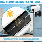 White 77 LED Solar Motion Sensor Light with Remote, Black Outdoor Security Flood Lamp