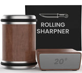 Premium Rolling Knife Sharpener in Black, Manual, Stainless Steel, 14x12x6cm