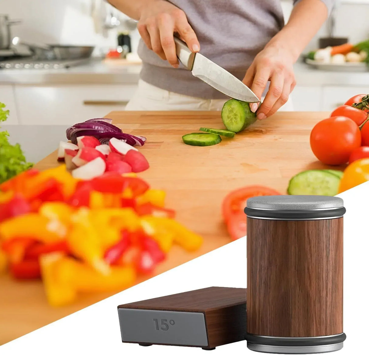 Premium Rolling Knife Sharpener in Black, Manual, Stainless Steel, 14x12x6cm