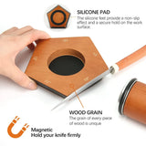 Brown Manual Knife Sharpener with Diamond Discs and Magnetic Angle Base - Front View