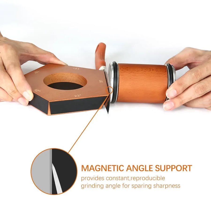 Brown Manual Knife Sharpener with Diamond Discs and Magnetic Angle Base