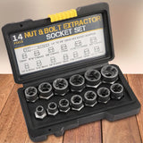 15-Piece Black Impact Damaged Bolt Nut Screw Remover Tool Kit - Side View