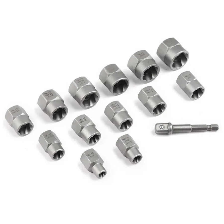 15-Piece Black Impact Damaged Bolt Nut Screw Remover Tool Kit