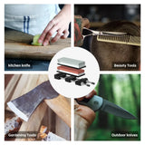 Red Dual Whetstone Knife Sharpener Set 400/8000 Grit with Silicone Base and Angle Guide - Front View