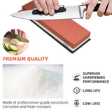 Red Dual Whetstone Knife Sharpener Set 400/8000 Grit with Silicone Base and Angle Guide - Rear View