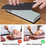 Red Dual Whetstone Knife Sharpener Set 400/8000 Grit with Silicone Base and Angle Guide - Low Angle