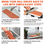 Red Dual Whetstone Knife Sharpener Set 400/8000 Grit with Silicone Base and Angle Guide - Extra Image
