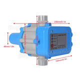 Automatic Water Pump Controller Pressure Switch Electronic Unit in Blue for Irrigation - Top-Down View
