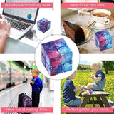 Infinity Cube Fidget Toy in Blue Starry Sky for Stress Relief and Sensory Play - Front View