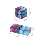 Infinity Cube Fidget Toy in Blue Starry Sky for Stress Relief and Sensory Play - Close-Up Angle