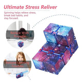 Infinity Cube Fidget Toy in Purple Starry Sky for Stress Relief and Sensory Play - Top-Down View