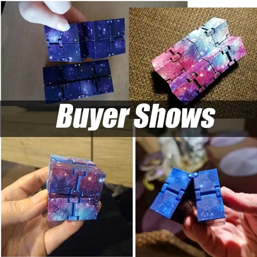 Infinity Cube Fidget Toy in Purple Starry Sky for Stress Relief and Sensory Play
