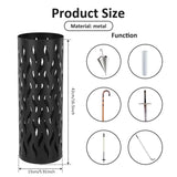Metal Umbrella Stand in Black - Hollowed Design, 15x15x42cm, Holds 4-6 Long Umbrellas - Rear View