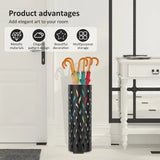 Metal Umbrella Stand in Black - Hollowed Design, 15x15x42cm, Holds 4-6 Long Umbrellas - Extra Image