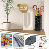 Rectangular Black Metal Umbrella Stand Holder - Space-Saving Design, 16.5x16.5x42cm - Side View
