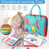 Multicolour Montessori Sensory Busy Board for Kids - Multi-Colour Learning Toy - Low Angle