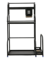 3-Tier Black Stainless Steel Kitchen Spice Rack Organiser with Adjustable Storage
