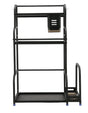 3-Tier Black Stainless Steel Kitchen Spice Rack Organiser with Adjustable Storage