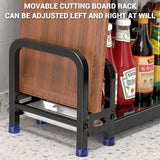 3-Tier Black Stainless Steel Kitchen Spice Rack Organiser with Adjustable Storage - Front View