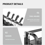 3-Tier Black Stainless Steel Kitchen Spice Rack Organiser with Adjustable Storage - Top-Down View