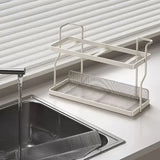 Two-Tier Kitchen Storage Rack Organizer in White with Removable Trays, 30.5x12.2x20.3cm - Front View