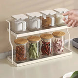Two-Tier Kitchen Storage Rack Organizer in White with Removable Trays, 30.5x12.2x20.3cm - Top-Down View