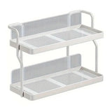 Two-Tier Kitchen Storage Rack Organizer in White with Removable Trays, 30.5x12.2x20.3cm - 45-Degree Angle