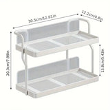 Two-Tier Kitchen Storage Rack Organizer in White with Removable Trays, 30.5x12.2x20.3cm - Extra Image