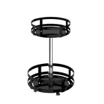 Black Kitchen Rotating Spice Rack - Double Layer Carbon Steel Organizer