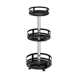 Black Kitchen Rotating Spice Rack - Double Layer Carbon Steel Organizer - 45-Degree Angle