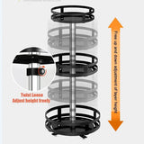 Black Kitchen Rotating Spice Rack - Double Layer Carbon Steel Organizer - Close-Up Angle