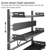 3-Tier Black Stainless Steel Spice Rack Kitchen Condiment Storage Shelf 40x16x54cm - Front View