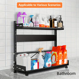 3-Tier Black Stainless Steel Spice Rack Kitchen Condiment Storage Shelf 40x16x54cm - Top-Down View