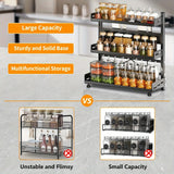 3-Tier Black Stainless Steel Spice Rack Kitchen Condiment Storage Shelf 40x16x54cm - Rear View