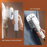 Portable Handheld Mini Steam Iron in White for Home & Travel, 72x100mm - Close-Up Angle