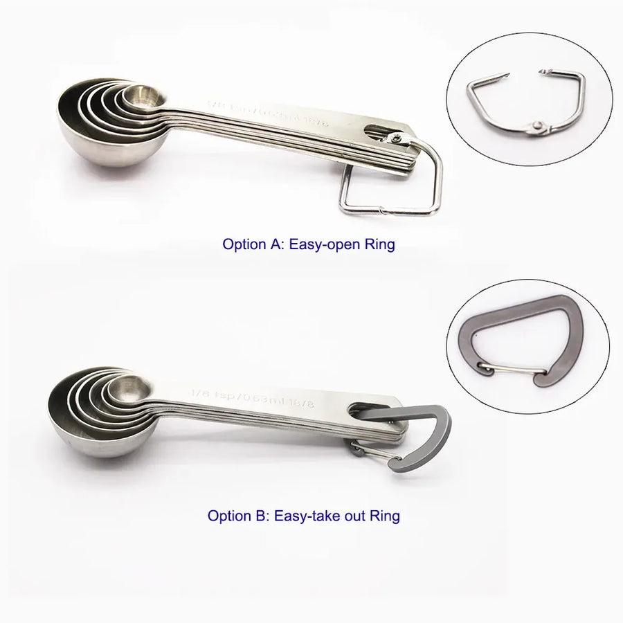 Stainless Steel Measuring Spoons Set, 6 Pieces, Silver for Accurate Cooking and Baking