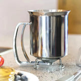 Silver Stainless Steel Pancake Batter Dispenser for Baking Cupcakes, Waffles, and Cakes - 15.5x10cm