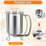 Silver Stainless Steel Pancake Batter Dispenser for Baking Cupcakes, Waffles, and Cakes - 15.5x10cm - Side View