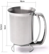 Silver Stainless Steel Pancake Batter Dispenser for Baking Cupcakes, Waffles, and Cakes - 15.5x10cm - 45-Degree Angle