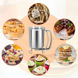 Silver Stainless Steel Pancake Batter Dispenser for Baking Cupcakes, Waffles, and Cakes - 15.5x10cm - Rear View
