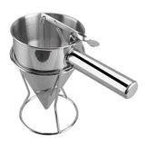 Stainless Steel Funnel Dispenser for Donuts, Cupcakes, and Pancakes - 21cm Height, Silver - Top-Down View