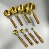 Stainless Steel Measuring Cups and Spoons Set, Cooper Finish, 8-Piece for Baking and Cooking - Close-Up Angle