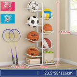 White Ball Storage Rack for Football, Basketball, and Volleyball - 116cm Tall - Top-Down View