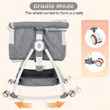 3-in-1 Adjustable Height Baby Bassinet Crib with Mosquito Net and Storage Basket in Grey - Extra Image
