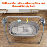 Electric Bassinet Crib Grey Baby Cradle with Lullabies and Remote Control - 45-Degree Angle