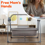 Electric Bassinet Crib Grey Baby Cradle with Lullabies and Remote Control - Rear View